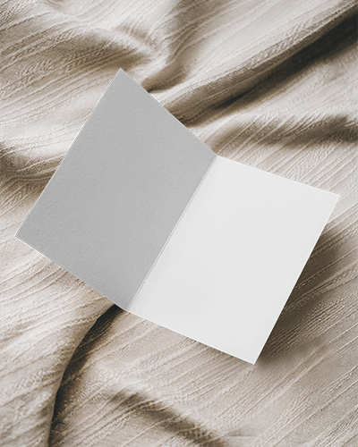 Legant Open Greeting Card Mockup Minimalist Folded Card On Textured Fabric Background