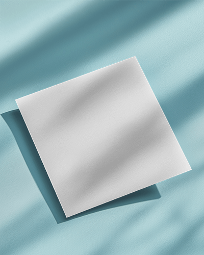 Square Greeting Card Mockup On Light Blue Background With Soft Shadows Minimal Aesthetic Clean Top View Design