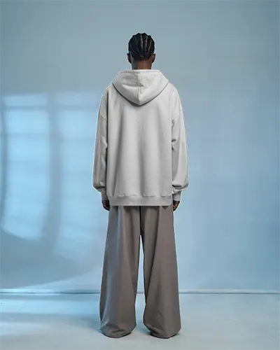 Minimalist Hoodie Mockup Back Side Lounge Style Loose Fit Unisex Clothing Street Trend Wardrobe