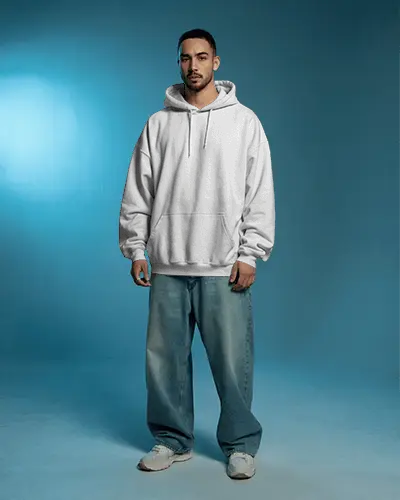 Relaxed Fit Hoodie Mockup With Drawstring Hood Modern Street Style Menswear
