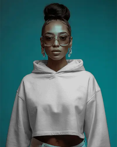 Womens Cropped Hoodie Mockup With Hood And Relaxed Fit For Modern Streetwear Marketing
