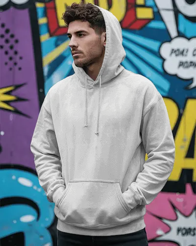 Urban Streetwear Men Hoodie Mockup With Drawstring Pocket Comfort Fit Design Apparel