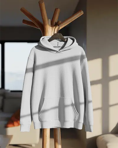 Cozy Basic Hoodie Mockup Front Pocket And Adjustable Hood For Casual Wear Style