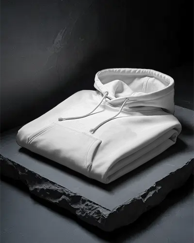 High Quality Folded Hoodie Mockup Featuring Drawstring Hood And Soft Fabric Details