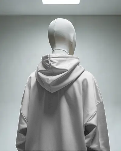 Minimal Studio Backview Hoodie Mockup On Mannequin Under Soft Overhead Lighting Clean Aesthetic