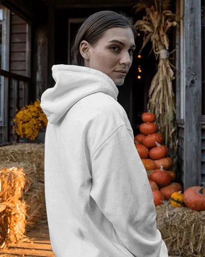 Cozy Halloween Mockup With Fall Harvest Pumpkin Decorations And Rustic Backdrop