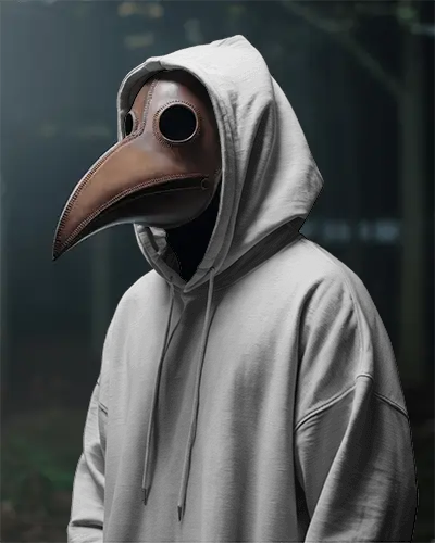 Trendy Oversized Hoodie Mockup With Unique Mask For Halloween Cosplay Outfit Presentation