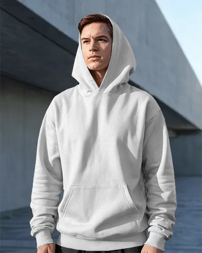 Minimalist Blank Hoodie Mockup With Front Pocket And Adjustable Hood Design