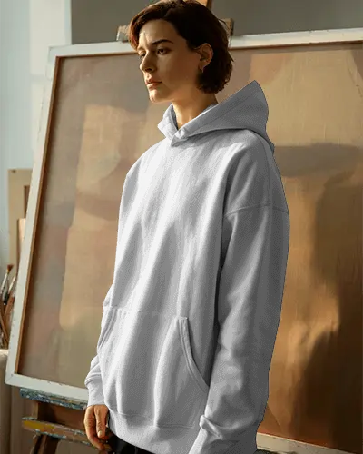Minimalist Unisex Hoodie Mockup With Front Pouch Pocket And Relaxed Silhouette