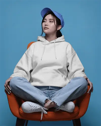 Relaxed Minimal Street Comfort Hoodie Mockup With Calm Blue Studio Aesthetic