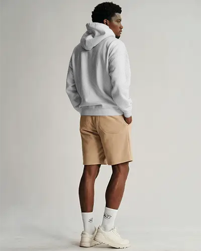 Casual Athletic Hoodie Mockup Modern Streetwear Apparel Model Back View