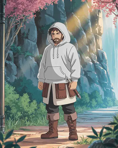 Comfortable Relaxed Fit Anime Hoodie Moclup With Adjustable Drawstring For Casual And Outdoor