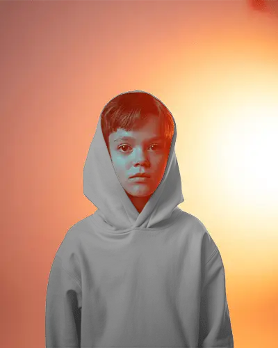 Comfortable Soft Cotton Hoodie Mockup For Kids With Relaxed Fit And Hooded Design For All Seasons