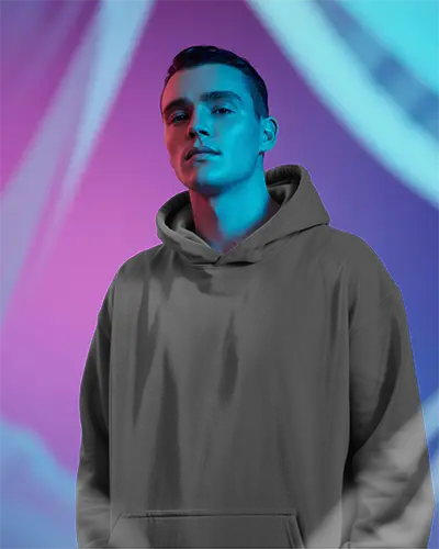 Streetwear Hoodie Mockup Mens Relaxed Fit With Hood And Front Kangaroo Pocket