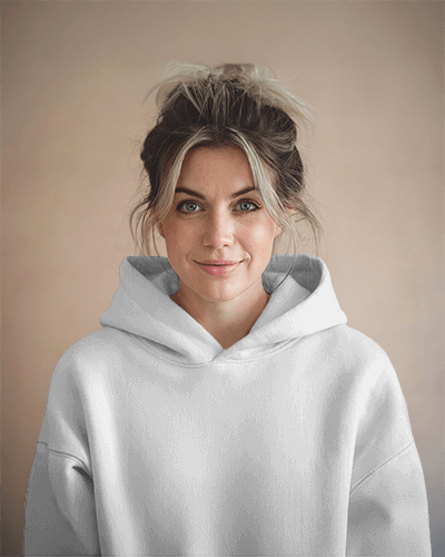 Relaxed Fit Hoodie Mockup Woman In Casual Green Apparel With Playful Typography