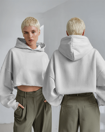 Urban Streetwear Hoodie Mockup Blonde Female Model Stylish Modern Look