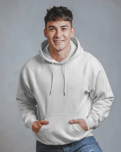 Anime Graphic Hoodie Mockup Bold Colors Male Model In Relaxed Pose Trendy Style