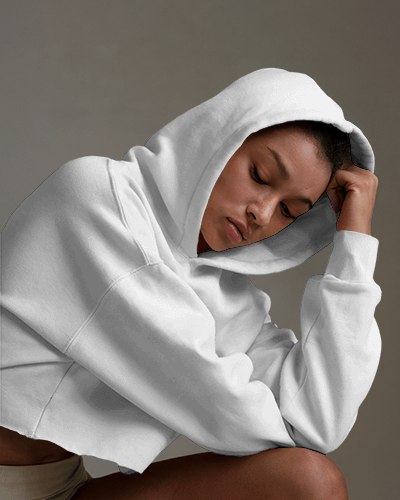 Soft Blue Hoodie Mockup Cropped Fit Sleeve Print Motivational Text Nature Inspired