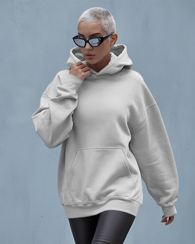 Urban Casual Hoodie Mockup Female Model Sunglasses