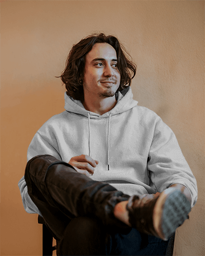 Casual Male Hoodie Mockup Pink Graphic Comfortable Loo