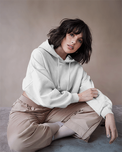 Relaxed Female Hoodie Mockup Red Kitten Print