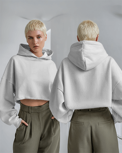 Trendy Crop Pink Hoodie Mockup Beach Please Design Summer Vibes Casual Wear