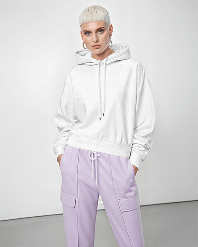 Charcoal Toned Hoodie Mockup Female Model Showcasing Stylish Mug Graphic Trendy Casual Outfit