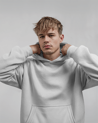 Vibrant Pink Hoodie Mockup Male Model Emphasizing Aspiration Street Fashion Graphic