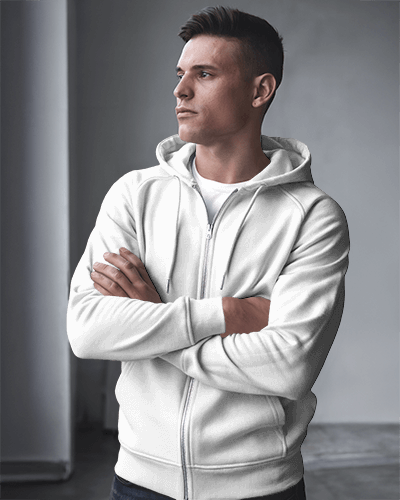 Fashionable Olive Green Hoodie Mockup Male Model Presenting Graphic Hoodie Casual