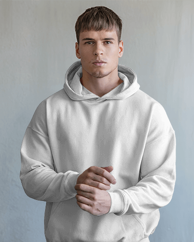 Fun 90s Vibe Hoodie Mockup Male Model With Phone 90s Memories Graphic Print