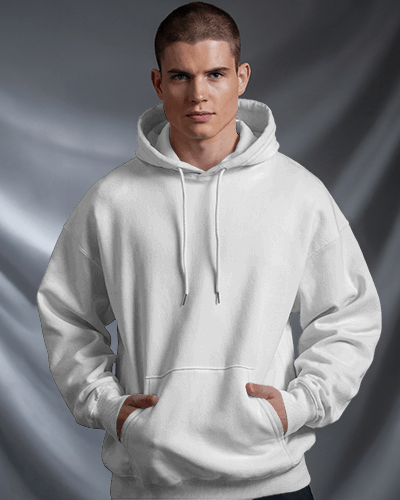 Striking Nocturnal Hoodie Mockup Male With Owl And Star Graphic Under Intense Shadows