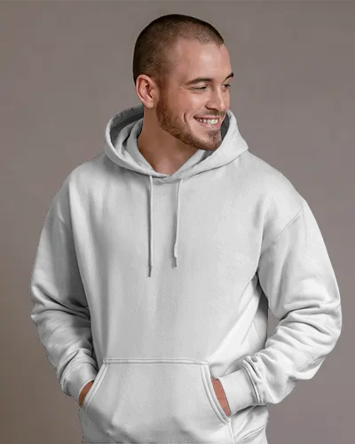Front View Hoodie Mockup Male Model Smiling In Hoodie With Kangaroo Pocket