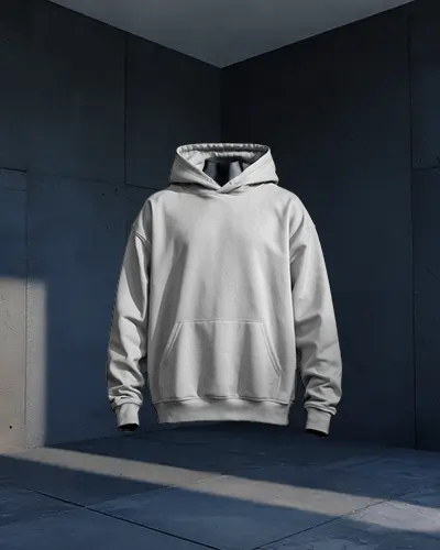 Minimalist Hoodie Mockup Floating In Architectural Concrete Space Under Soft Sunlight Modern Design