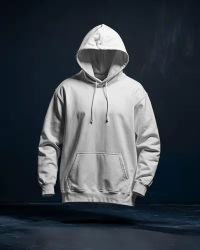 Floating White Hoodie Mockup In Moody Dark Studio With Subtle Texture Perfect For Premium Streetwear Designs
