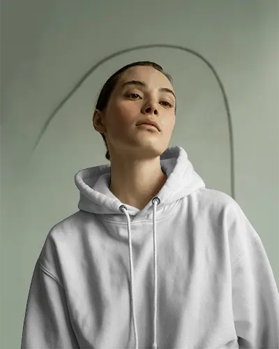 Stylish Woman With Short Hair And Hoodie Mockup For Logo Design