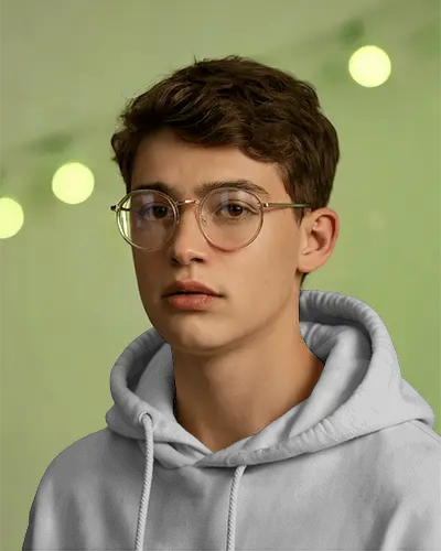 White Hoodie Design Mockup On Smart Looking Young Male With Neon Backdrop Perfect For Student And Casualwear Marketing