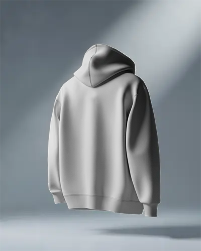 Dramatic Spotlight Floating Hoodie Mockup Back View Minimal Studio Lighting Soft Shadow Effects