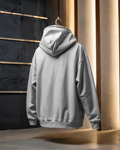 Hanging Hoodie Mockup Back Design Display In Modern Studio Lighting Environment