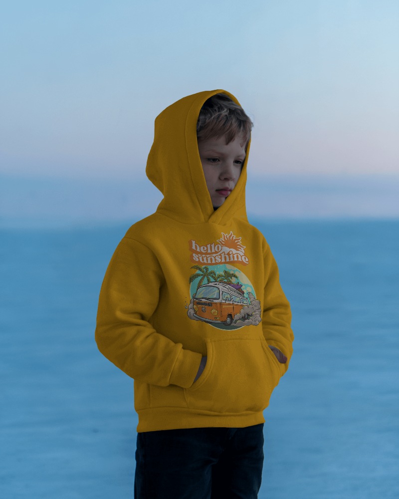 Cozy Hoodie Mockup Boy In Soft Winter Light With Hands In Pocket White Design Template