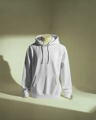 Minimalist Hoodie Mockup In Studio Lighting On Mannequin White Background