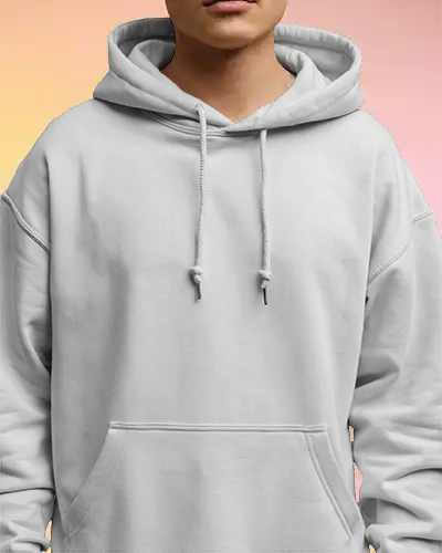 Front Closeup Hoodie Mockup With Center Design On Soft Gradient