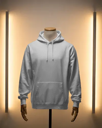Minimal White Hoodie Mockup Showcase With Soft Amber Lighting