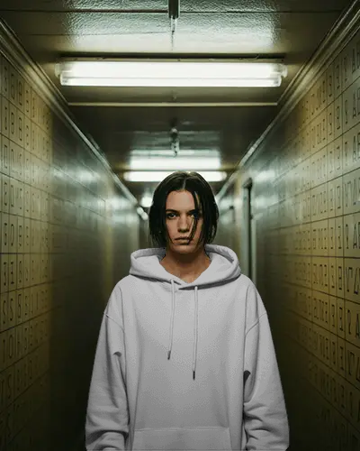 Intense Expression Hoodie Mockup Moody Tunnel Setting