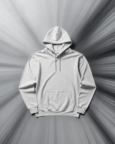 Center Framed Hoodie Mockup Pullover On Dynamic Radial Background With Speed Effect Light Burst