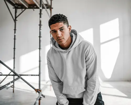 Urban Style Men Hoodie Mockup With Comfortable Fit And Minimal Design For Casual Outdoor Wear