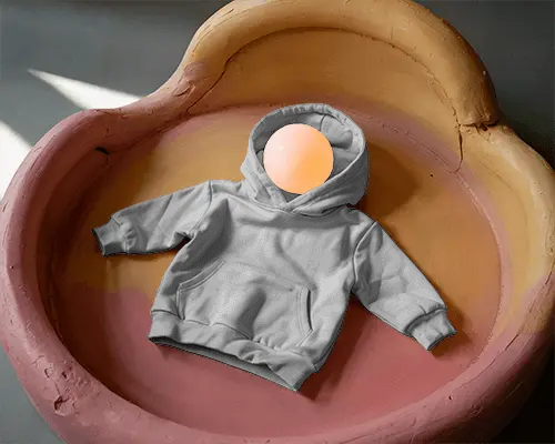Cozy Childrens Hoodie Mockup With Front Pouch And Ribbed Cuffs For Toddler Winter Wear