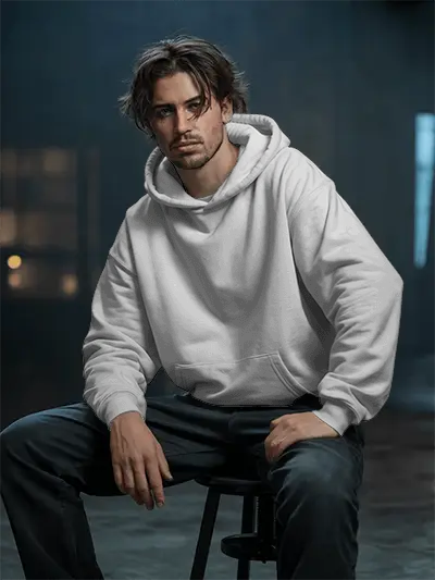 Trendy Men Hoodie Mockup Relaxed Fit High Quality Fabric For Loungewear