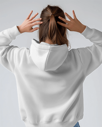 Casual Hand On Head Back Print Hoodie Mockup