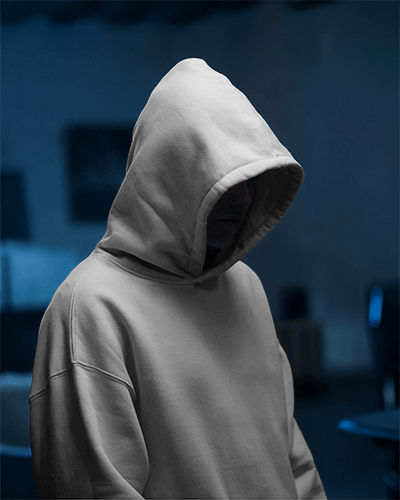 Street Style Hoodie Mockup Front Facing In Dark Ambiance