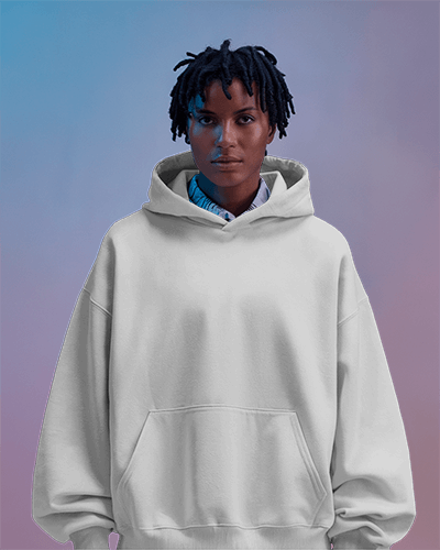 Relaxed Vibe Hoodie Mockup With Afro In Colorful Setting